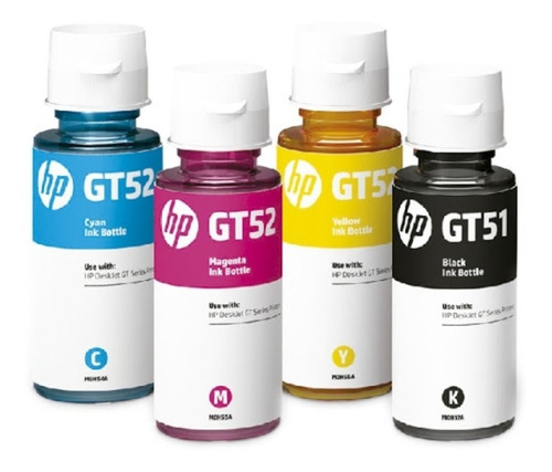 Kit 4 Botella Tinta Hp Gt53 Negro Gt52 Cian Magenta Amarilo