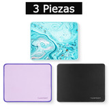 Terport 3 Piezas Mouse Pads Antideslizantes 26x21cm Con Color Azul/morado/negro, Mauspads Lavables Portatiles Para Oficina, Mousepads Gamer Para Computadoras Pc, Laptops