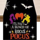 Camino De Mesa De Halloween Negro Hocus Pocus, Decoración