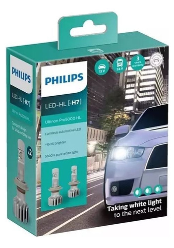 Lampara Philips H7 Ultinon Led Pro5000 Hl 5800k 12/24 Volts