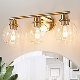 Lámpara Baño 3-luz Oro, Industrial Espejo Vanity Con