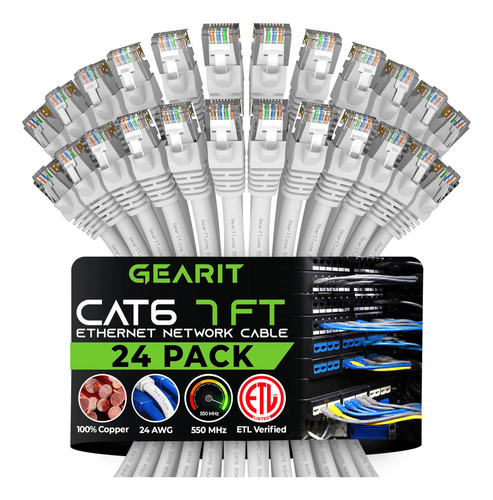 Gearit Cable Ethernet Cat 6 De 7 Pies (paquete De 24) - Cabl