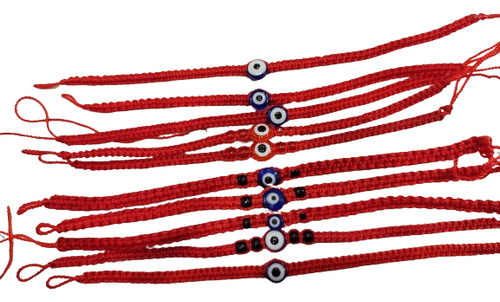 10 Pulseras Rojas Con Ojito De Protección 