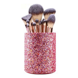 Organizador Base Porta Brochas De Maquillaje Rosa Glitter