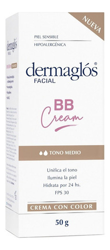 Dermaglos Bb Cream Facial Con Color Tono Medio Fps30 X 50 G