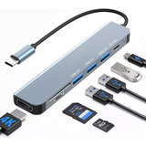 Hub Usb C 7 En 1, Adaptador Múltiple Usb Tipo C Con 4k Hdmi