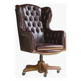 Silla Ejecutiva De Piel Chesterfield Clasica De Madera Fina