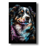 Quadro Decorativo Cachorro Colorido Grande Luxo 40x60 Sala