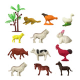 Set Animales De La Granja X12 Piezas De Plástico Para Niños 