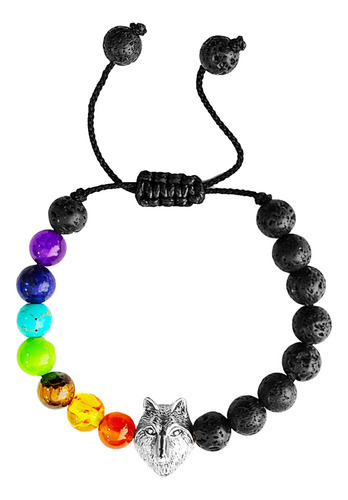 Pulsera 7 Chakras Cuarzos Energia Lobo Unisex + Estuche 