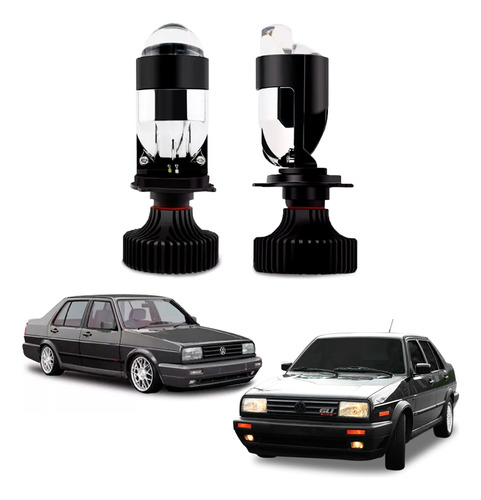 Proyector Led Kit Lupa Vw Jetta A2 Luz Altas Y Bajas Premium