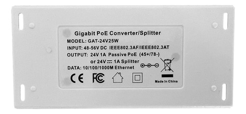 Convertidor Poe Gigabit Pasivo Splitter Gat-24v25w