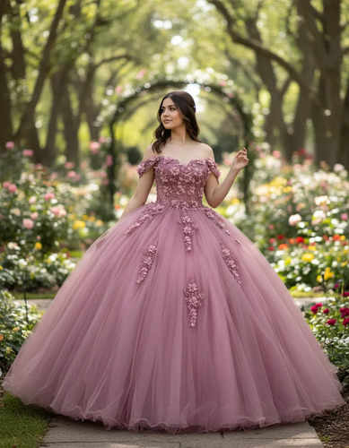 Vestido Quinceañera Elegante Hermoso Bordado Quince Años  | Meses sin interés
