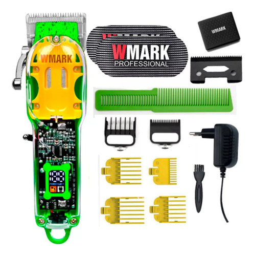 Maquina De Cortar Cabelo Profissional Wmark Ng308 Verde 308