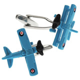 Mancuernillas Thot Ra Figura De Avion Biplano Azul G-366