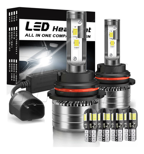 Kit Faros Led H13 4 Lados, 6000 K, Blanco, Luces Bajas