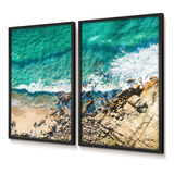 Quadro Decorativo Duo Vidro Quartos Praia Aérea Rochas 60x90