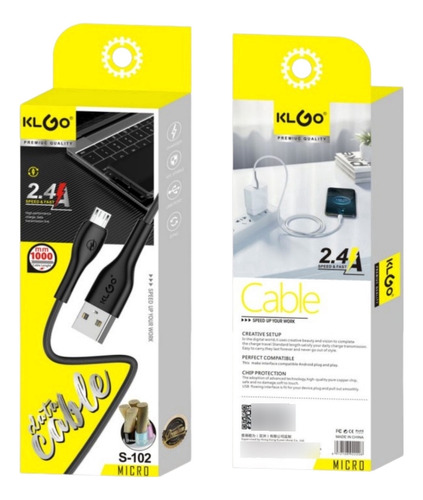 Cable De Carga Rapida Tipo C Usb Klgo 2.4- 1 Mt Color Blanco