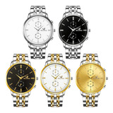 5uds Relojes Geneva Hombre Acero Inoxidable Elegante Mayoreo