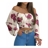 Blusa Crop Top De Hombros Descubiertos Para Dama