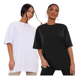 Pack X2 Remera Remeron Oversize Lisa 100% Algodon Dama Mujer