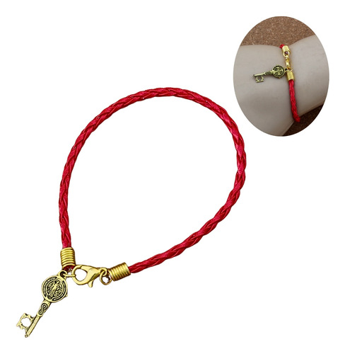 Pulsera Manilla Brazalete Llave Medalla San Benito Mujer