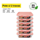 Kit C/ 6 Vasilha Hermética Retangular 2 Travas 2,25l Cozinha