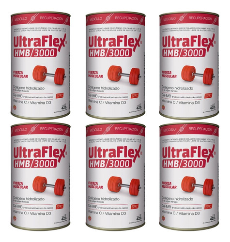 Suplemento Ultraflex Hmb/3000 Frutos Rojos 420g Pack X 6 U