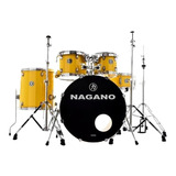 Bateria Acustica Nagano Garage Rock Yellow Racing C/ Banco