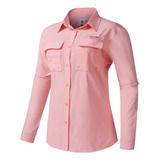 Camisa De Pesca Tipo Columbia Manga Larga Fps50 Mujer Rosa