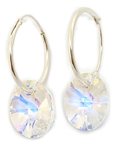 Aros Cubanos Con Cristal Swarovski Ovalo Plata 925