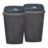 Set X2 Tacho Cesto Basura Plastico 50 Litros Tapa Colombraro