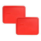 Pyrex 11 Copa Rectangular Cubierta De Plástico 2 Pack, Rojo