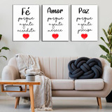 Kit 3 Placas Quadros Decoração Clássico Moderno Minimalista