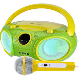 Singingwood Np030ab-yg: Sistema De Karaoke Portátil, Reproductor De Cd Portátil Con Bluetooth Para Radio Estéreo Am/fm, Conector Para Auriculares, Karaoke Portátil Compatible Con Ca O Batería, Verde