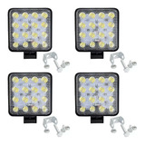 Kit X4 Faro Led Cuadrado 16 Led 48 Watts 12v/24v Auto Moto