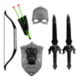 Espada Brinquedo Infantil Medieval + Escudo + Arco E Flecha Cor Cinza