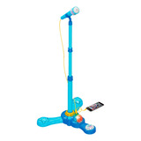 Microfone De Brinquedo Infantil C/ Pedestal Karaokê Kid Azul