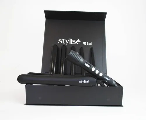 Kit Profesional Stylise Ferro Con 5 Puntas+plancha Color Negro