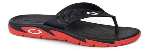 Chinelo Oakley Crowd Masculino - Preto E Vermelho