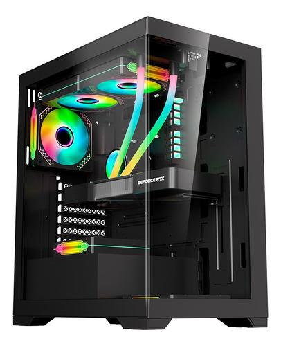 Gabinete Crystal Black Rgb Atx, Vidrio Templado, Usb 3.0