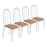 Conjunto Kit 4 Cadeiras Aço Cozinha Jantar Almofadada Branco