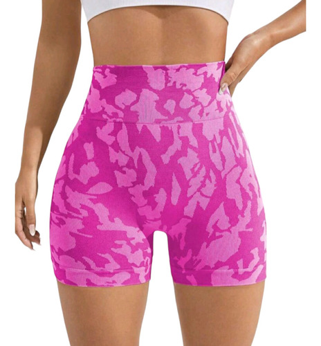 Calza Short Corta Seamless Camuflada Frunce Importado Shein