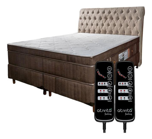 Colchão Magnético King Size Com 2 Controles Massageadores (16 Motores) + Base Box + Cabeceira