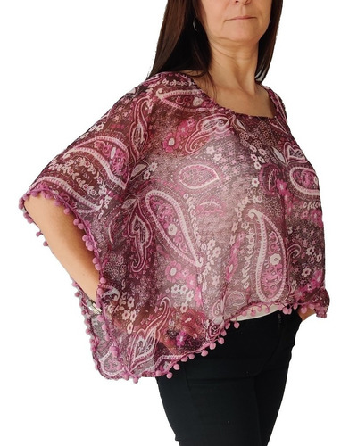 Blusa Mujer Importada Poncho Playa Estampada Set X10 Bl9841