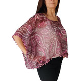 Blusa Mujer Importada Poncho Playa Estampada Set X10 Bl9841