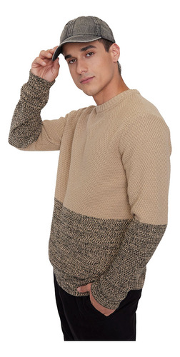 Sweater Hombre Block Ecru Corona