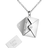 Collar Plata Fina 925 Cartas De Amor Sobre Mensaje I Love U