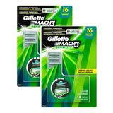 Gillette Mach3 Sensitive - 32 Cargas (2 Kits Com 16 Unid.)