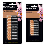 Kit Pilha Duracell Alcalina Cartela Aa 16 + Aaa 16 Alcalina